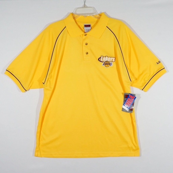 New Mens LA Lakers Polo Shirt Size Large NBA Embroidered Logo Los Angeles - Picture 1 of 11